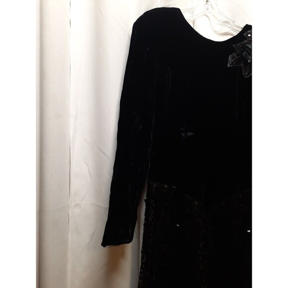 Alfred Angelo Black Elegant Vintage Sequins, Long Sleeve Dress 9/10 - Picture 3 of 14